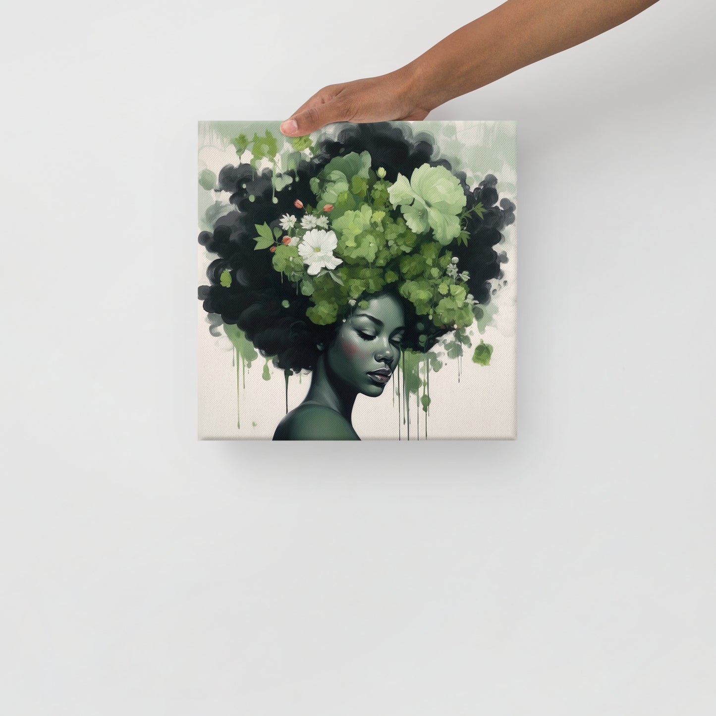 Green Flower Girl BIRDIE Canvas