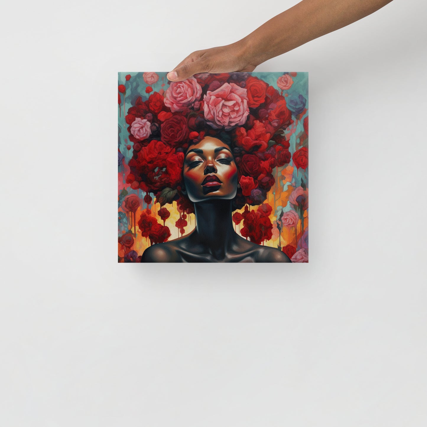 Red Flower Girl AURORA Canvas