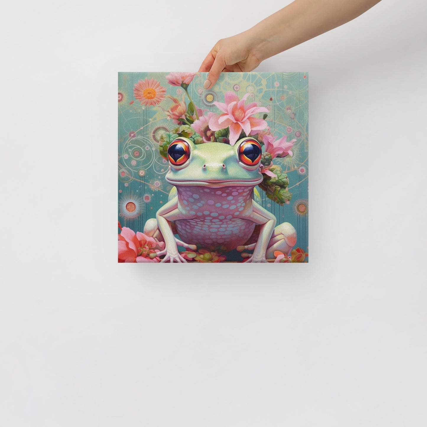 Pink and Green Frog Canvas