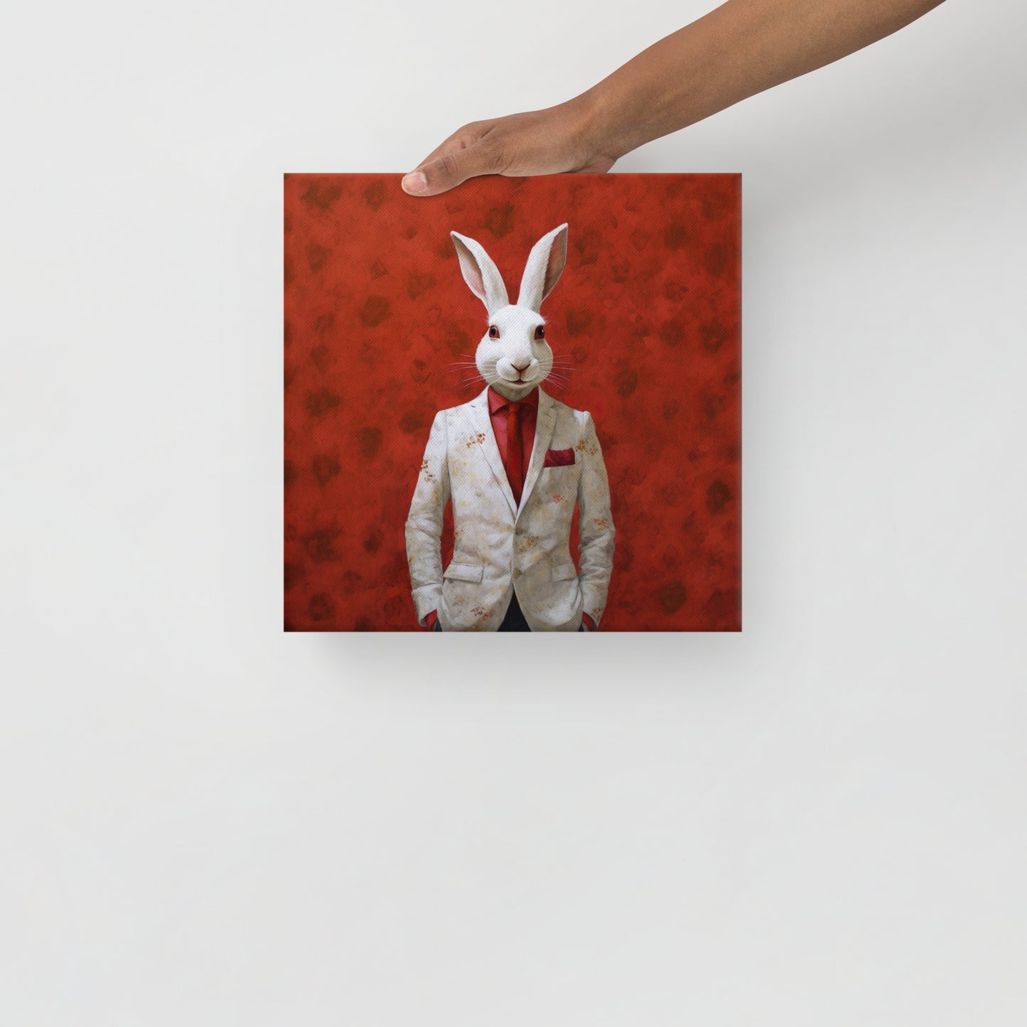 Red and White Rabbit Canvas