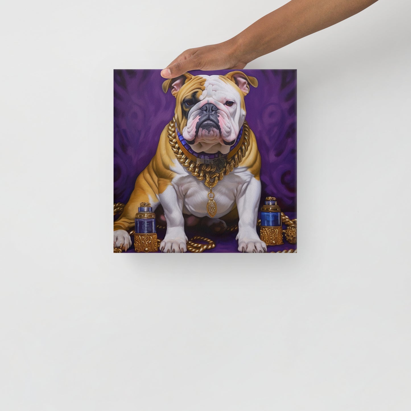 Purple and Gold Bulldog Canvas