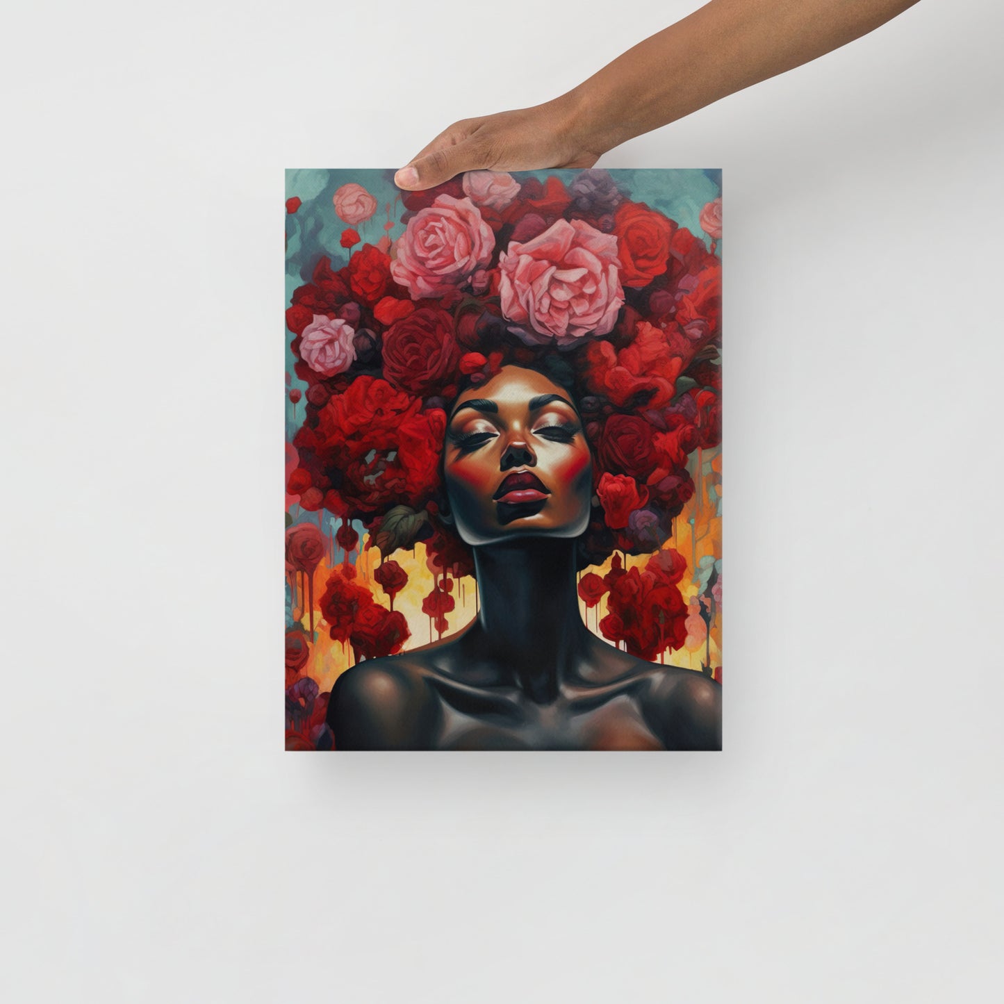 Red Flower Girl AURORA Canvas