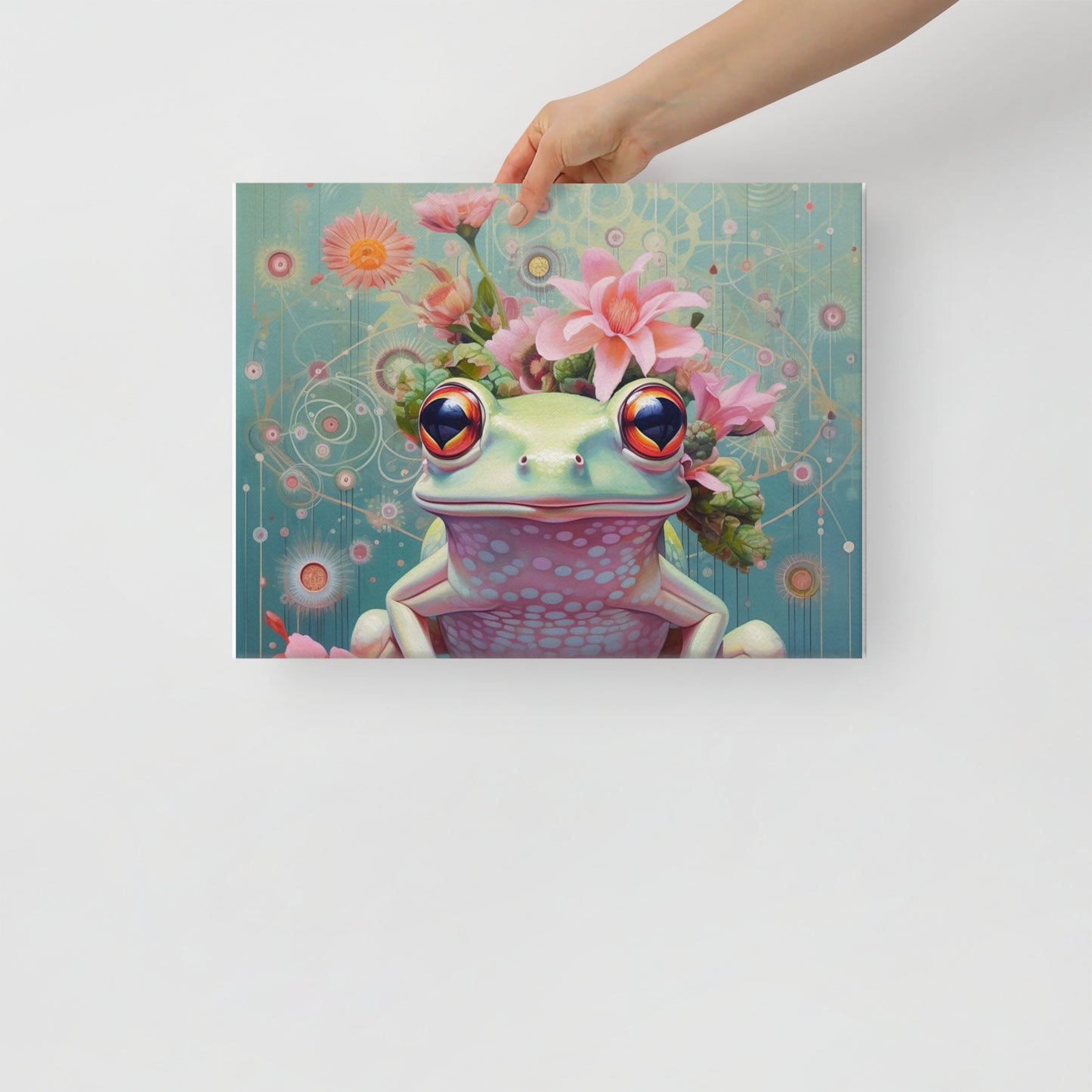 Pink and Green Frog Canvas