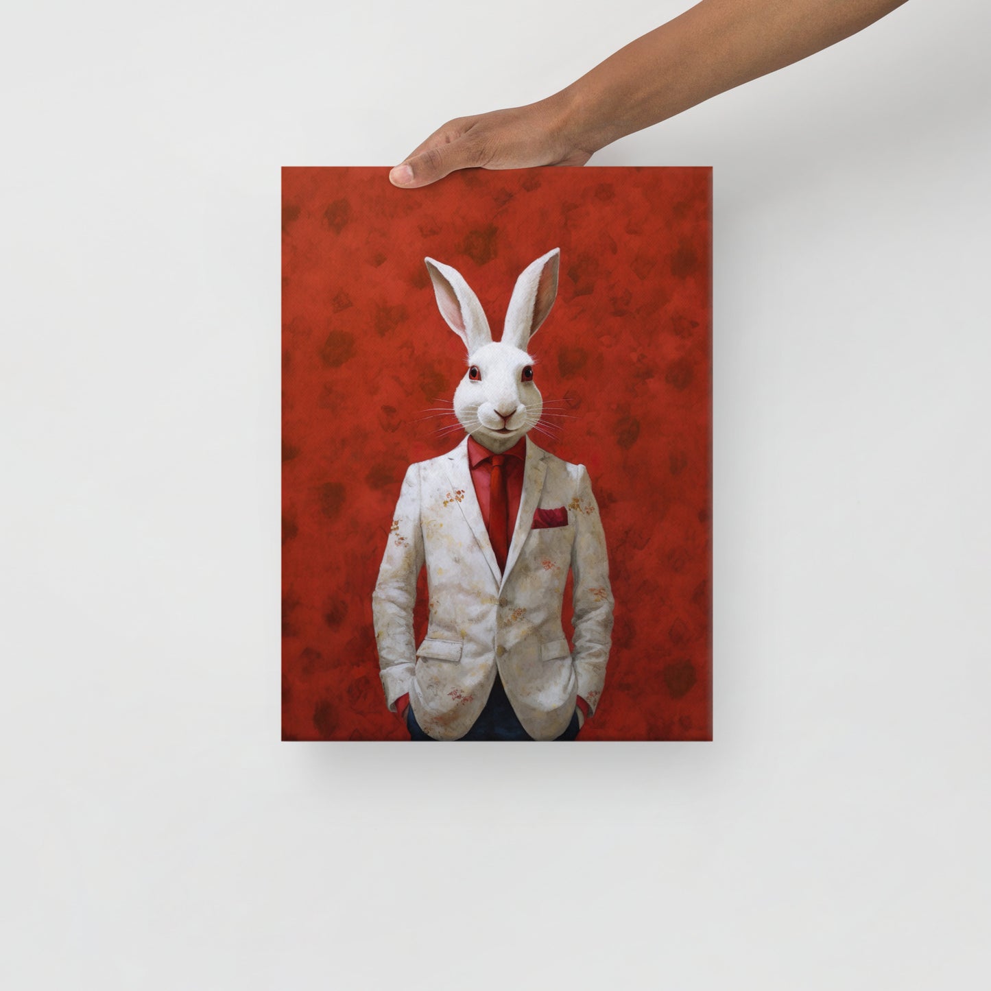 Red and White Rabbit Canvas