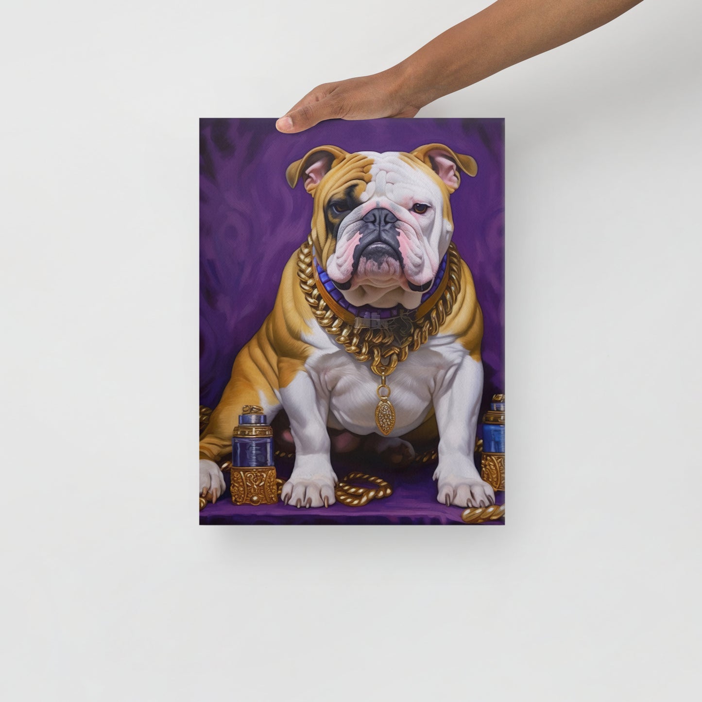 Purple and Gold Bulldog Canvas