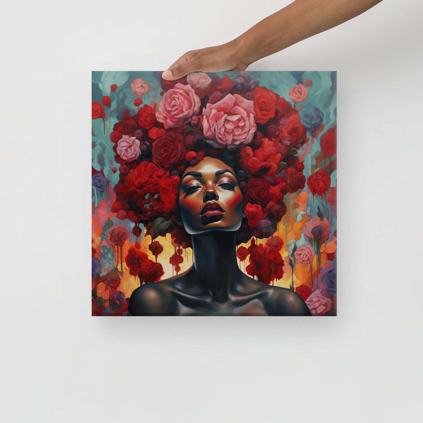 Red Flower Girl AURORA Canvas