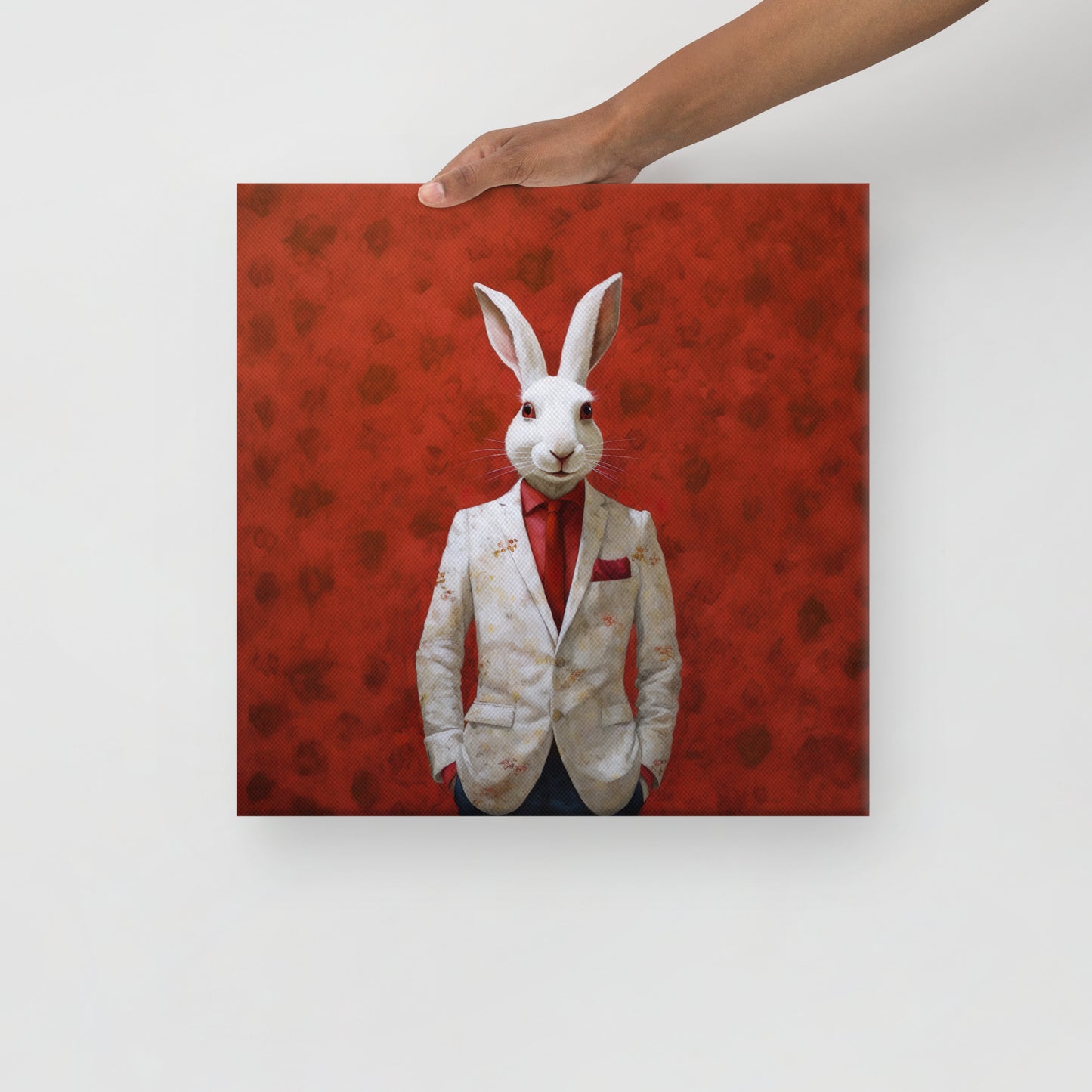 Red and White Rabbit Canvas