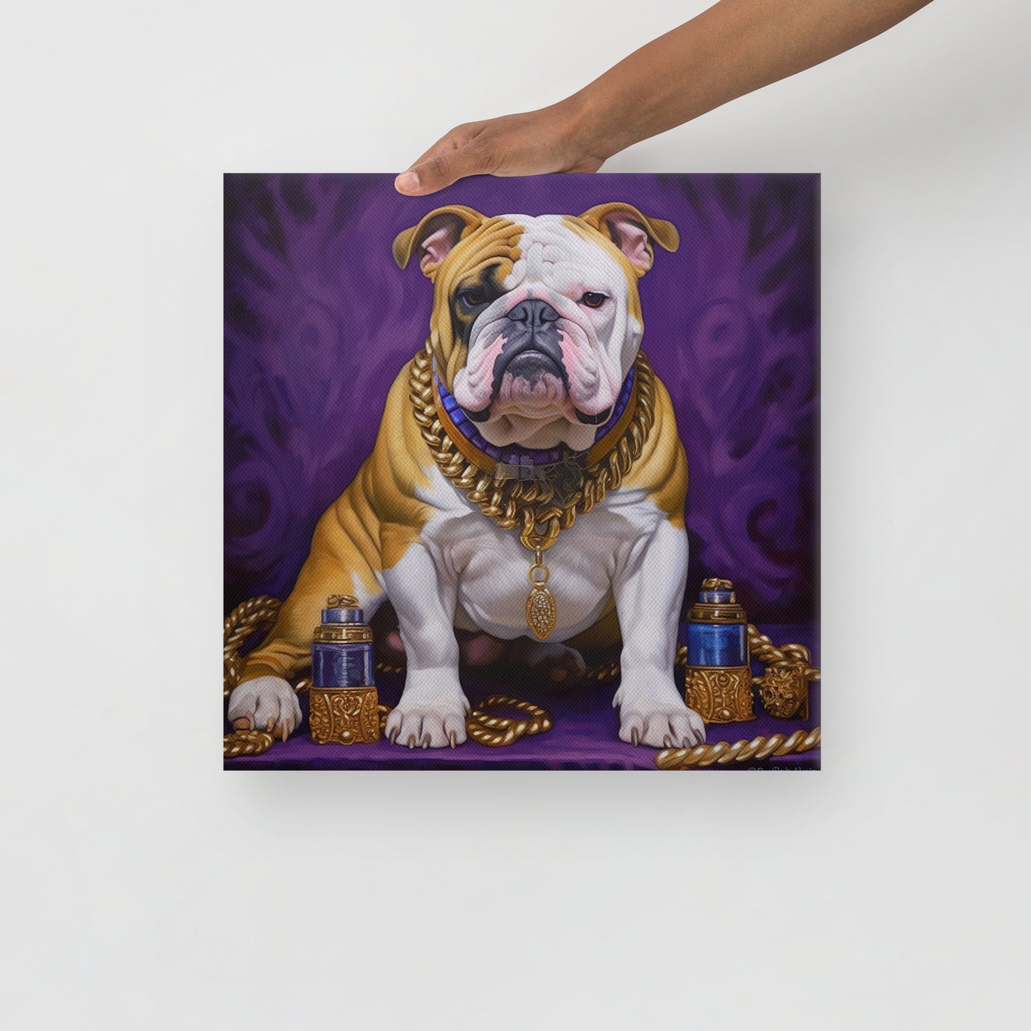 Purple and Gold Bulldog Canvas