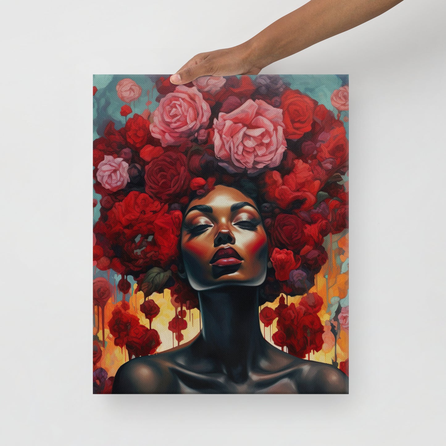 Red Flower Girl AURORA Canvas