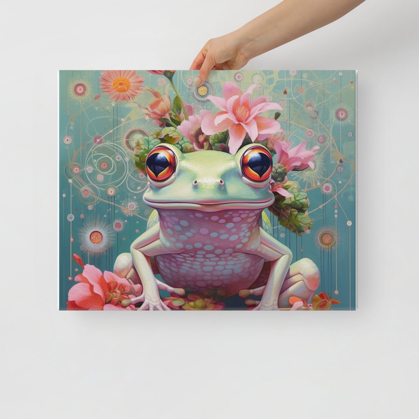 Pink and Green Frog Canvas