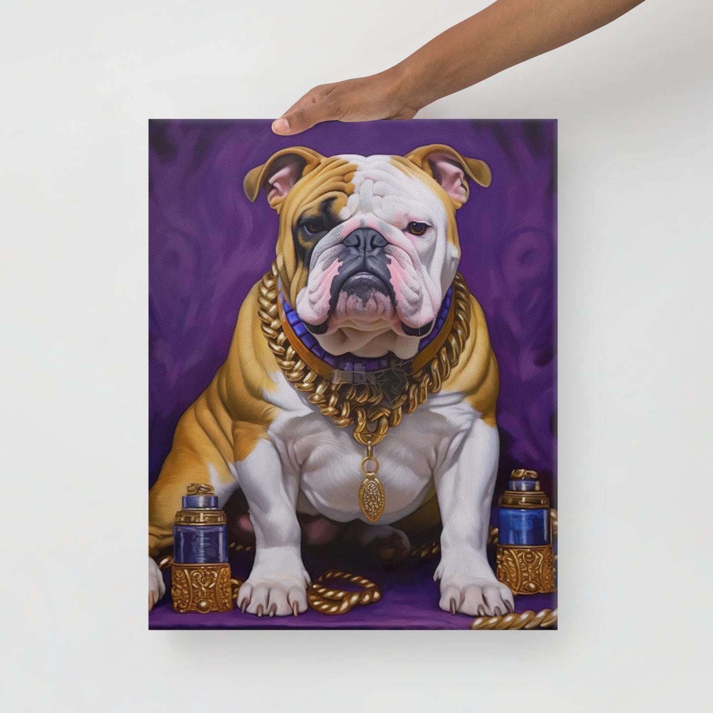 Purple and Gold Bulldog Canvas