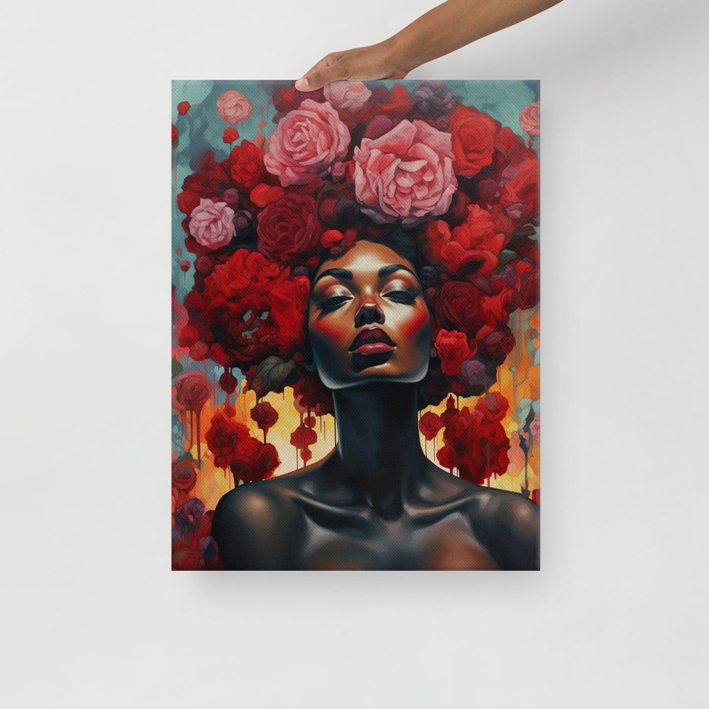 Red Flower Girl AURORA Canvas