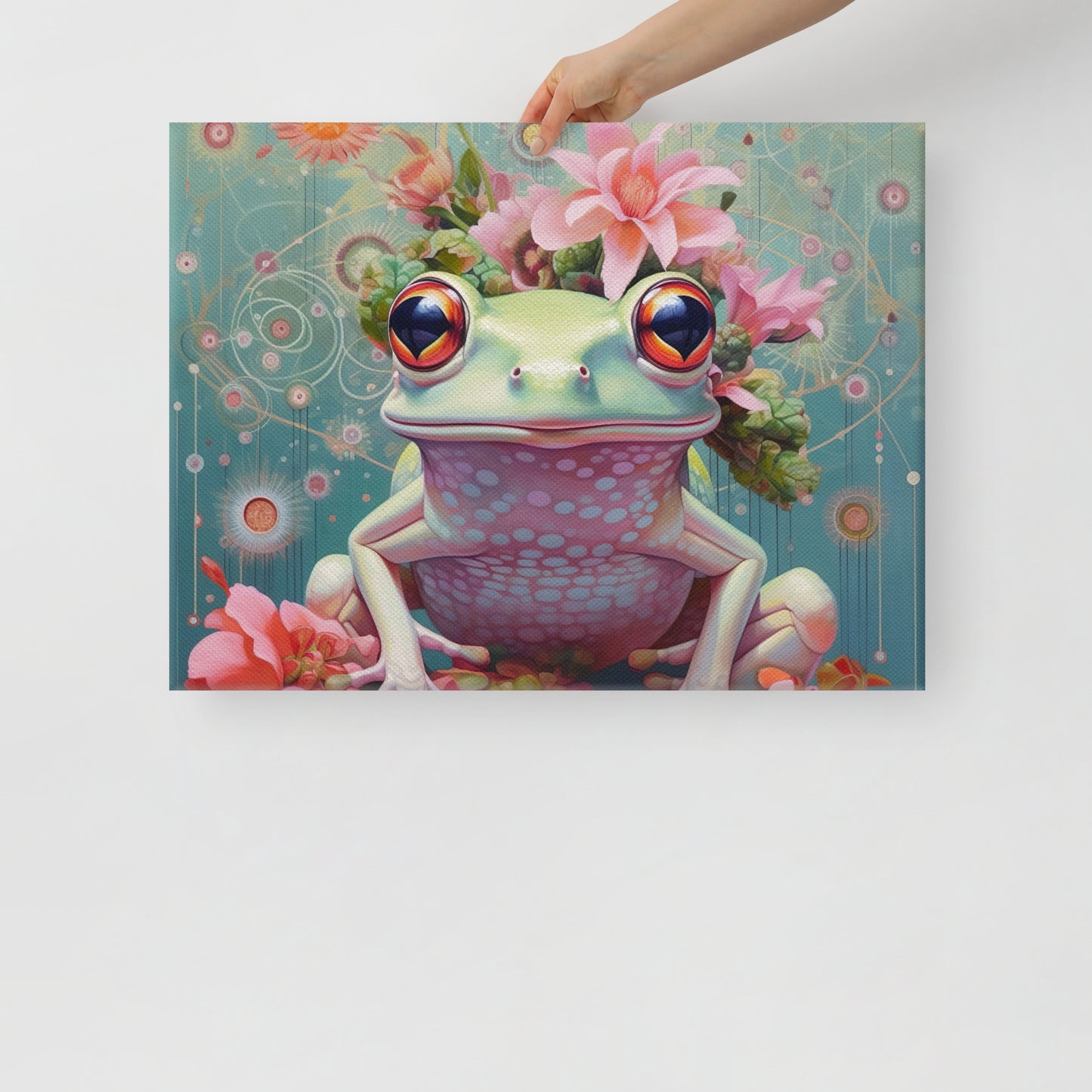 Pink and Green Frog Canvas