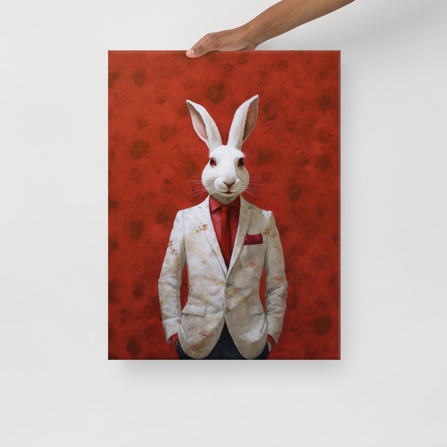 Red and White Rabbit Canvas