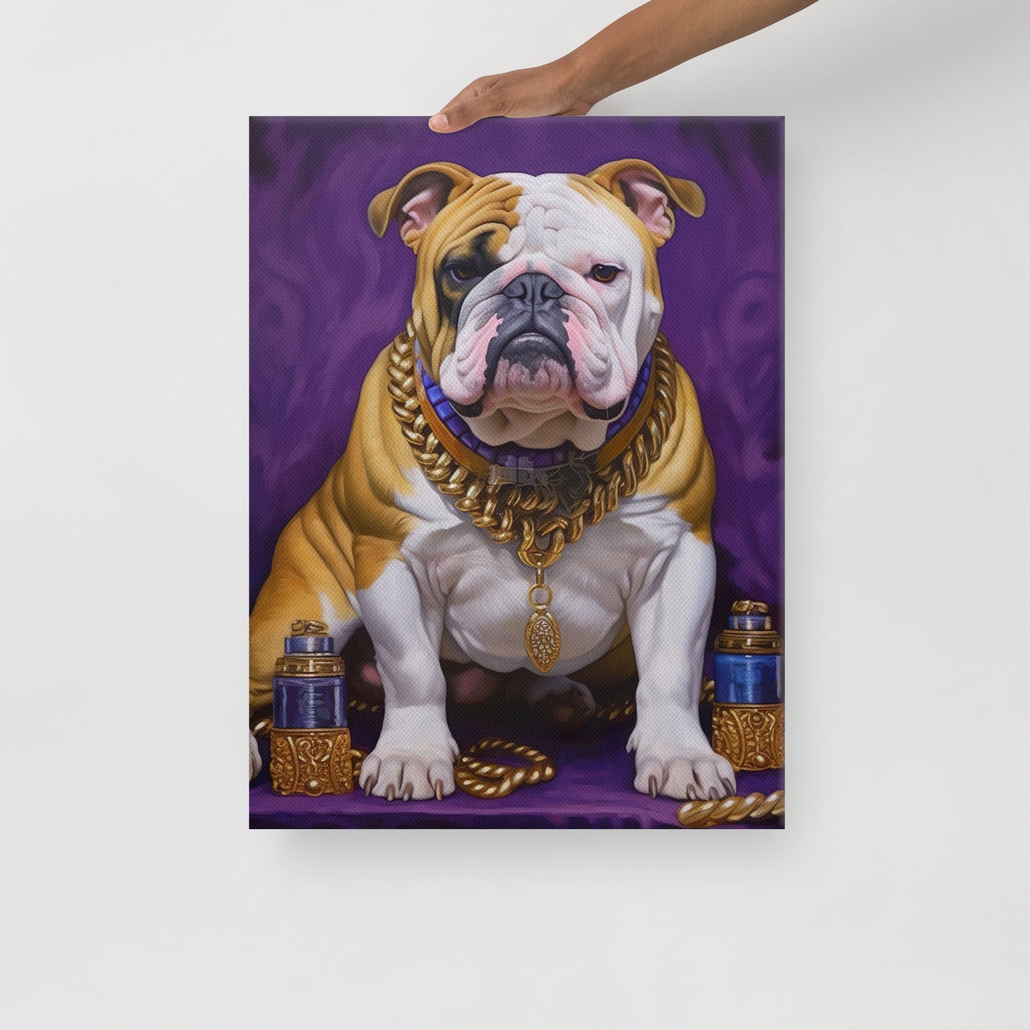 Purple and Gold Bulldog Canvas