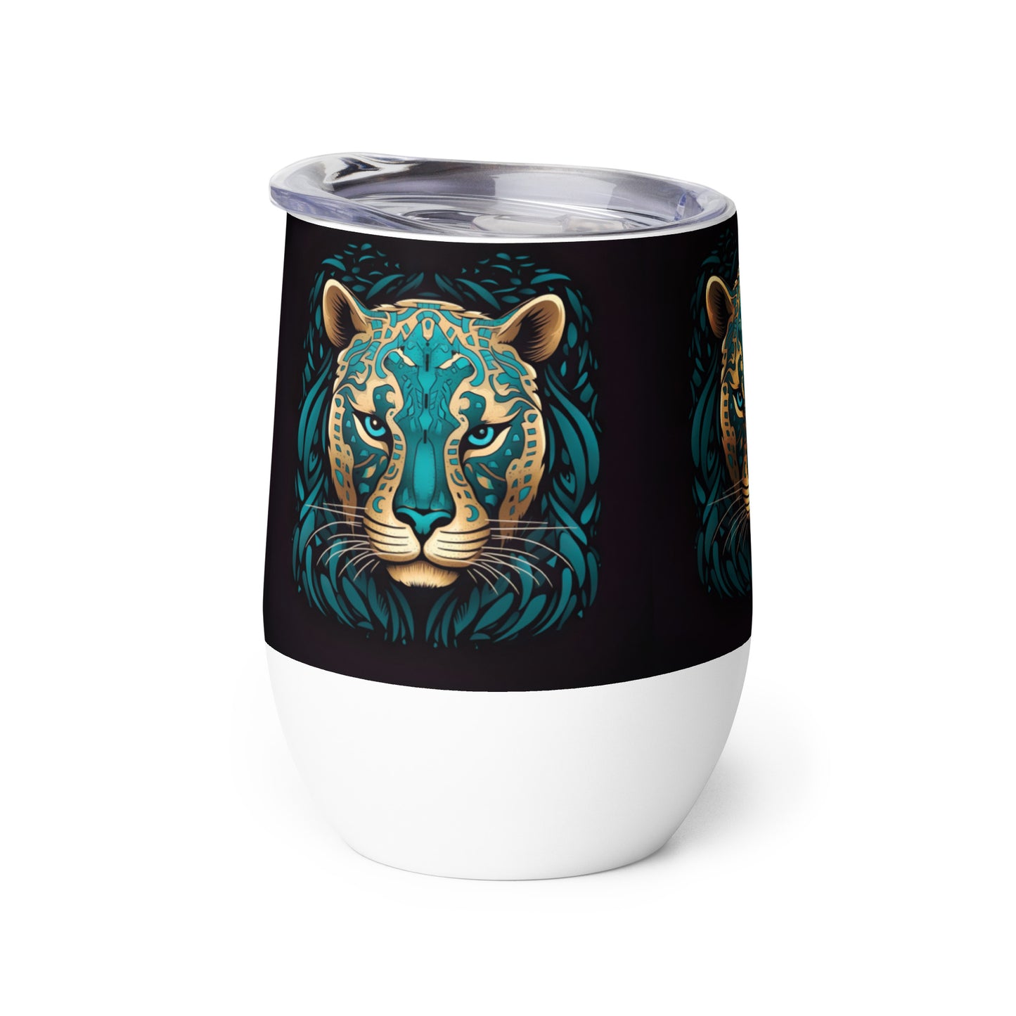 Black and Teal Jaguar Wine Tumbler