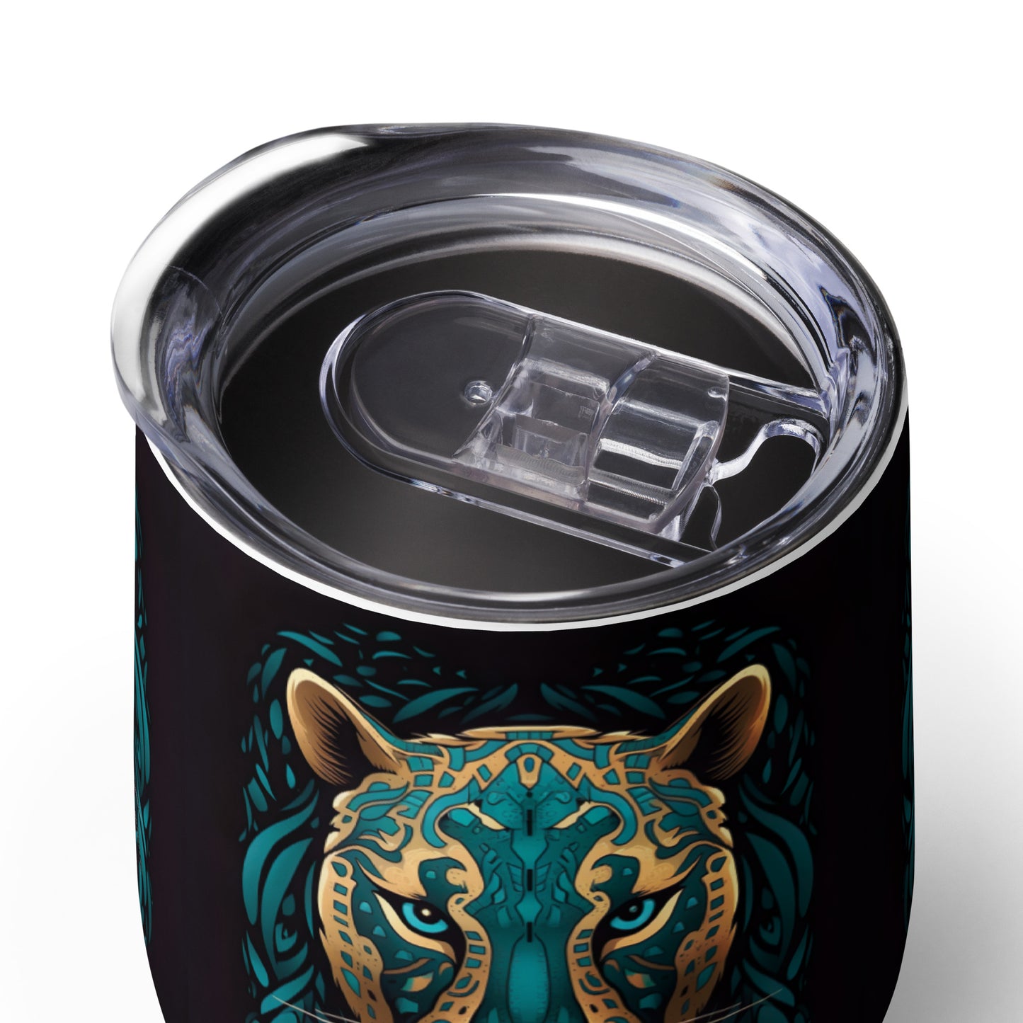 Black and Teal Jaguar Wine Tumbler